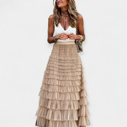 Valerie - Falda Boho con Borde de Satén de Malla