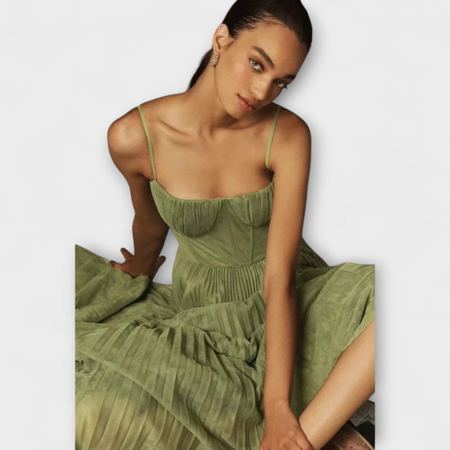 Marilyn - Falda Midi de Tul Fruncida con Bustier