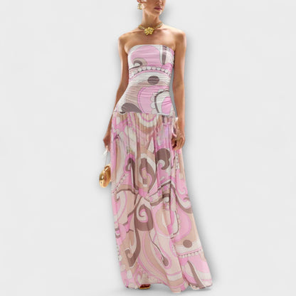 Tatum - Asombrosos vestidos maxi de pastel con hombros descubiertos