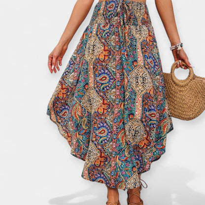 Lucie - Falda midi floral con cintura alta