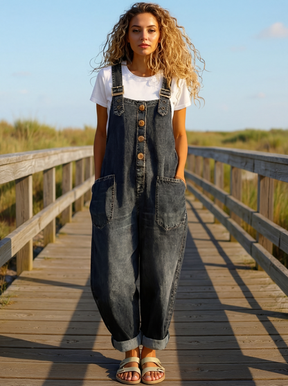 Rocio | Mono vaquero casual con hebilla ajustable.