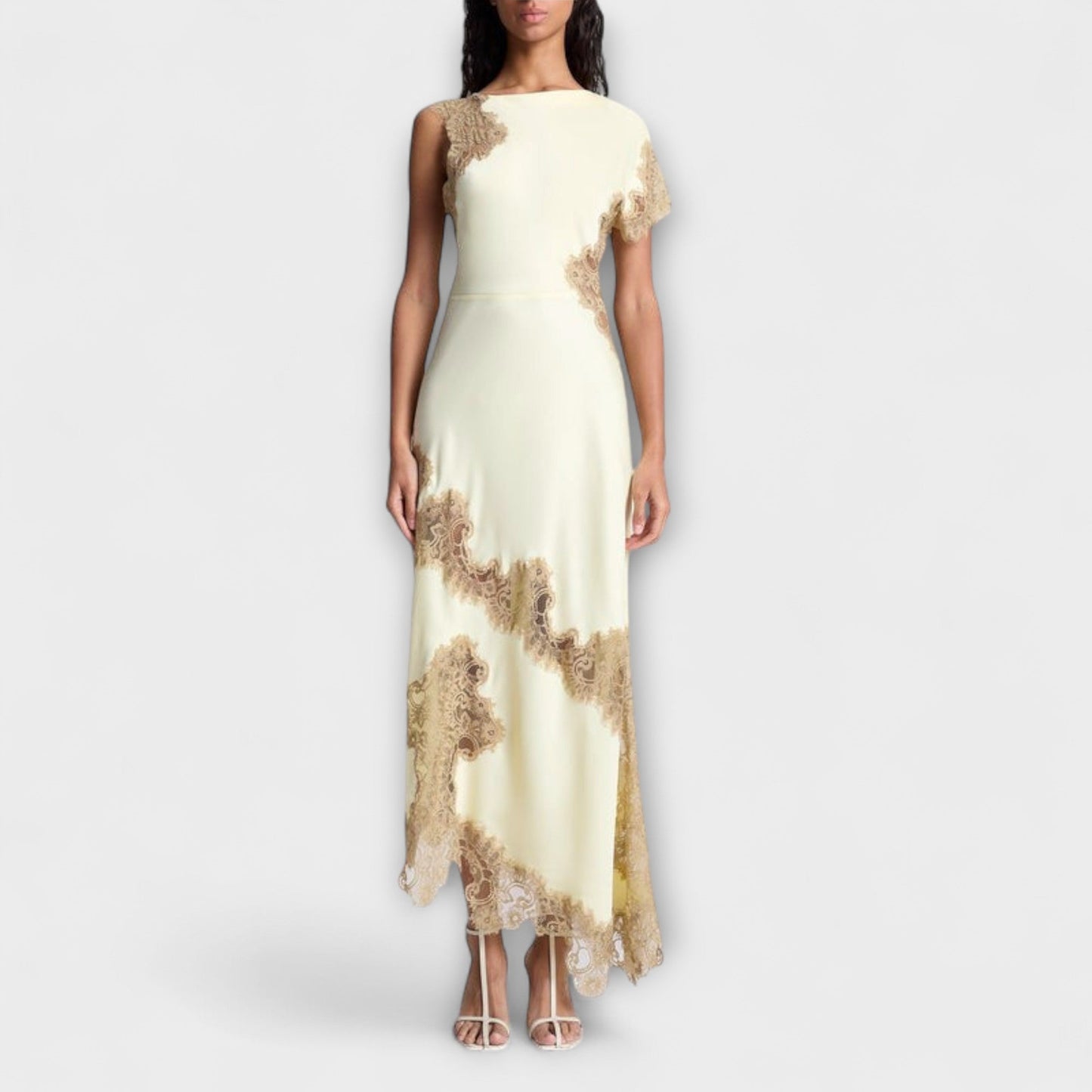 Margaret - Vestido maxi con detalles de satén y encaje