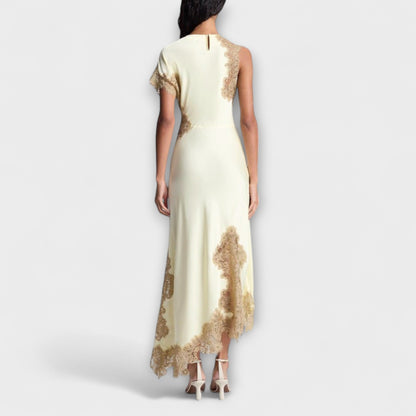 Margaret - Vestido maxi con detalles de satén y encaje