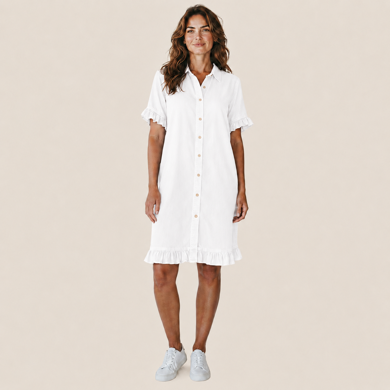 Maria | Vestido de Denim Cómodo con Pliegues Halagadores