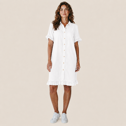 Maria | Vestido de Denim Cómodo con Pliegues Halagadores