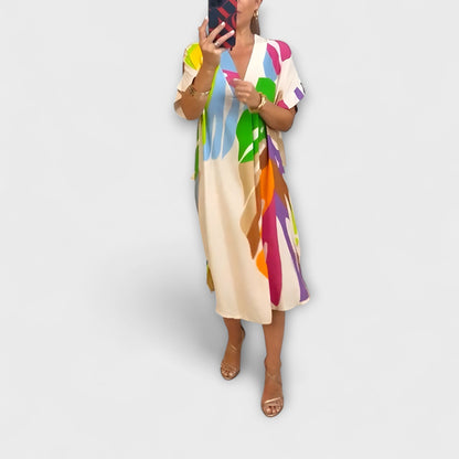 Roos - Vestido casual con estampados coloridos de hojas