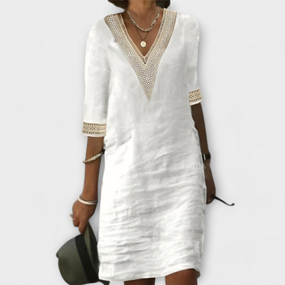 Vestido de mujer de algodón y lino