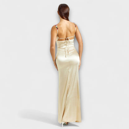 Eira - Vestido de satén decorativo con lazo en la espalda