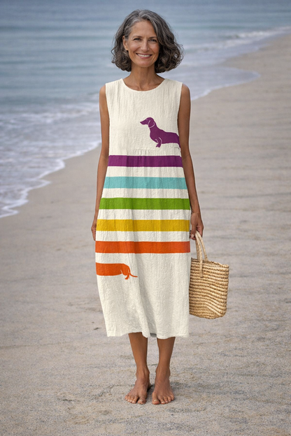 Andrea | Vestido midi con estampado de dachshund