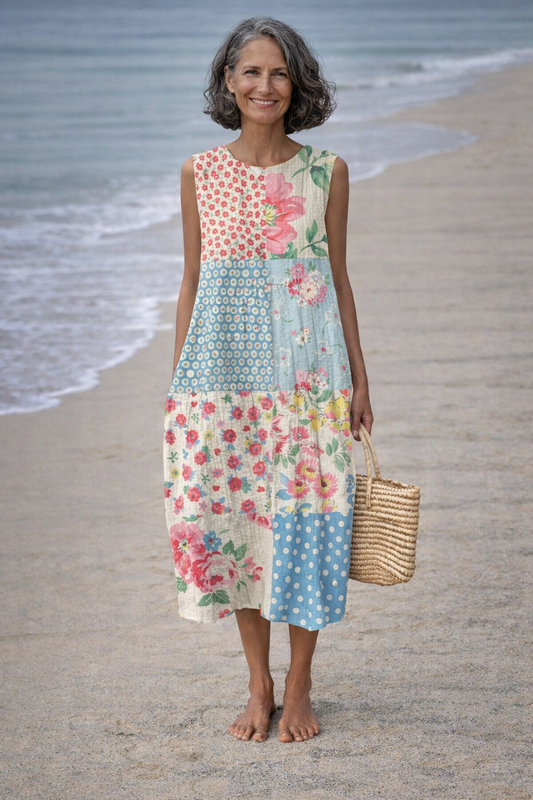 Valeria| Vestido Midi de Patchwork