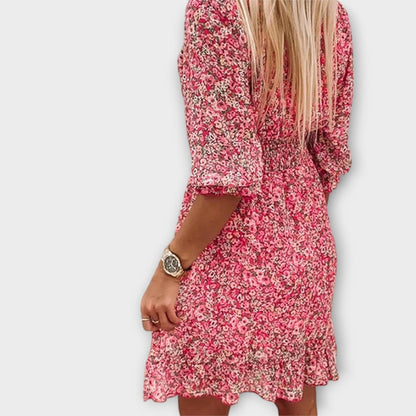 Vestido floral con mangas abullonadas para mujeres