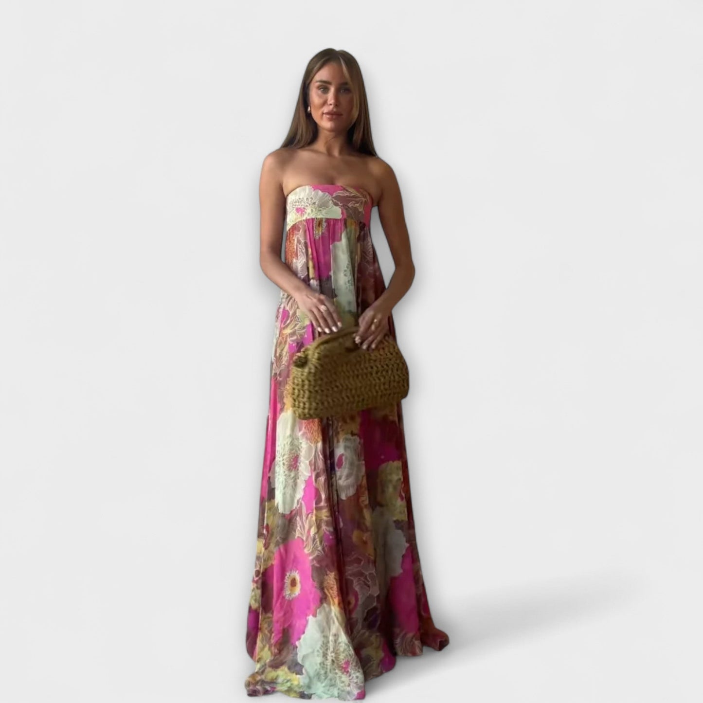 Vestido Maxi Plisado Retro Sin Mangas