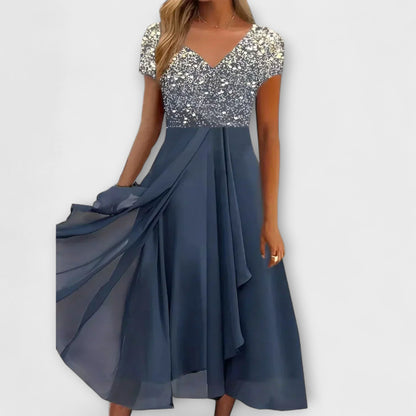 Lara - Vestido de noche de chiffon para mujer