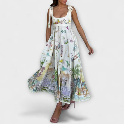 Juliette - Vestido midi de lino con cinturilla de ballet