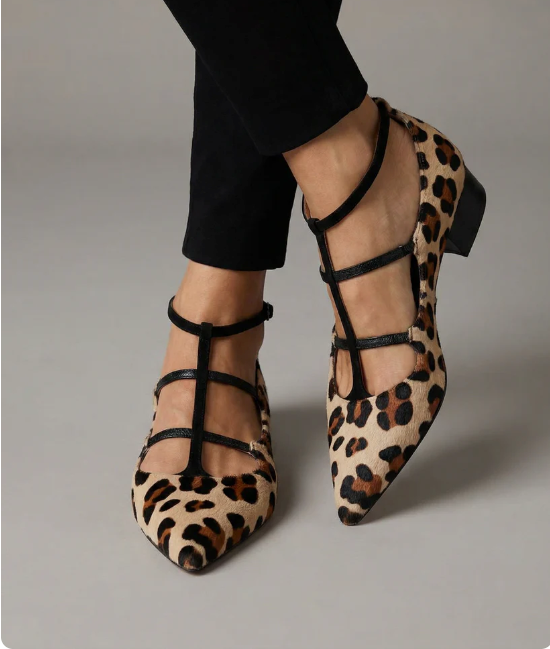 Bridget - Zapatos de tacón con correa de leopardo