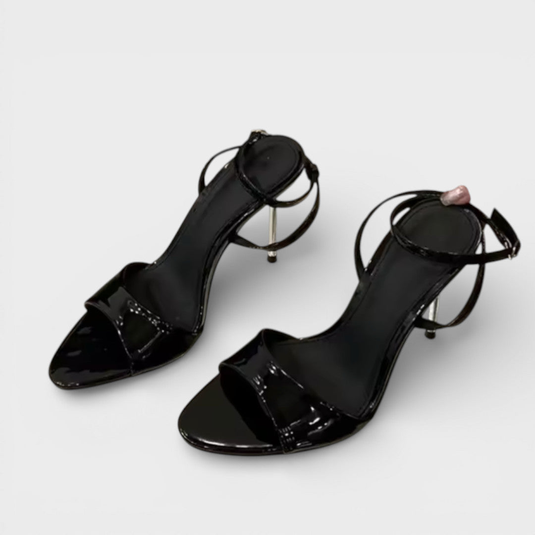Sandalias Tacón Mujer Brillo Tobillo