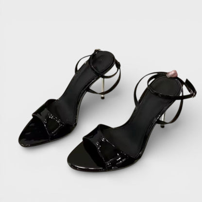 Sandalias Tacón Mujer Brillo Tobillo