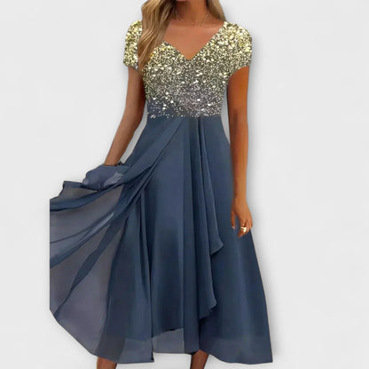 Lara - Vestido de noche de chiffon para mujer