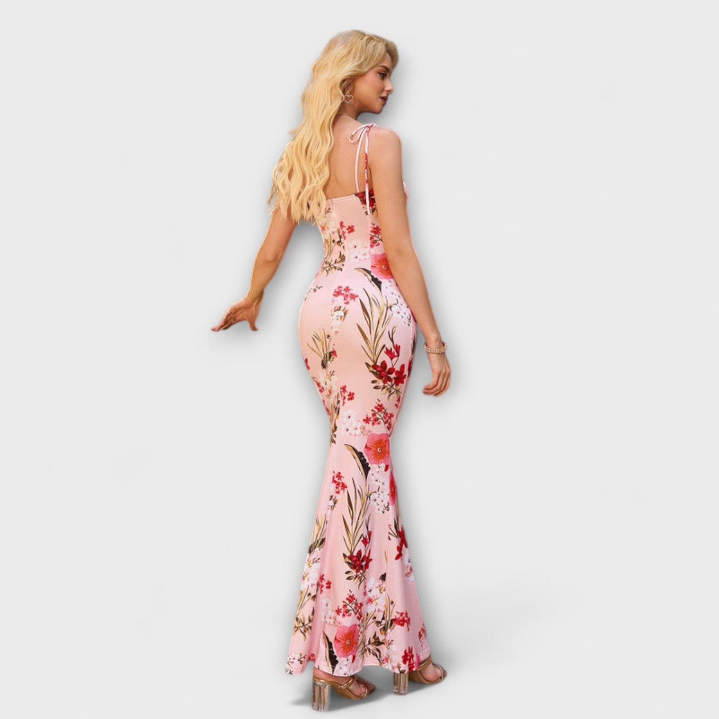Thalia - Vestido de fiesta con estampado floral y tirantes atados