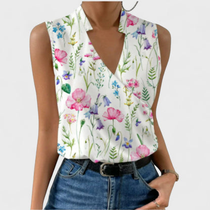 Simona - Camiseta Suave de Verano con Escote en V