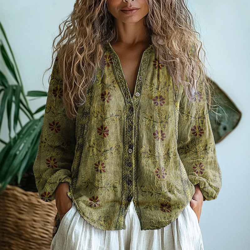 Sofía – Blusa suelta con estampado natural