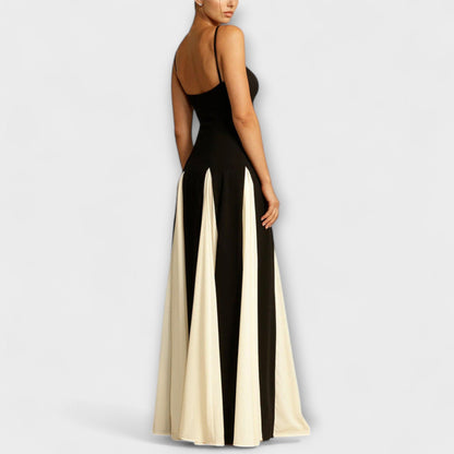 Ember - Elegancia clásica de vestido maxi A-line con paneles de tul