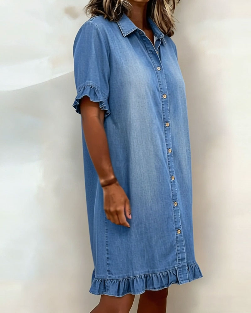 Maria | Vestido de Denim Cómodo con Pliegues Halagadores