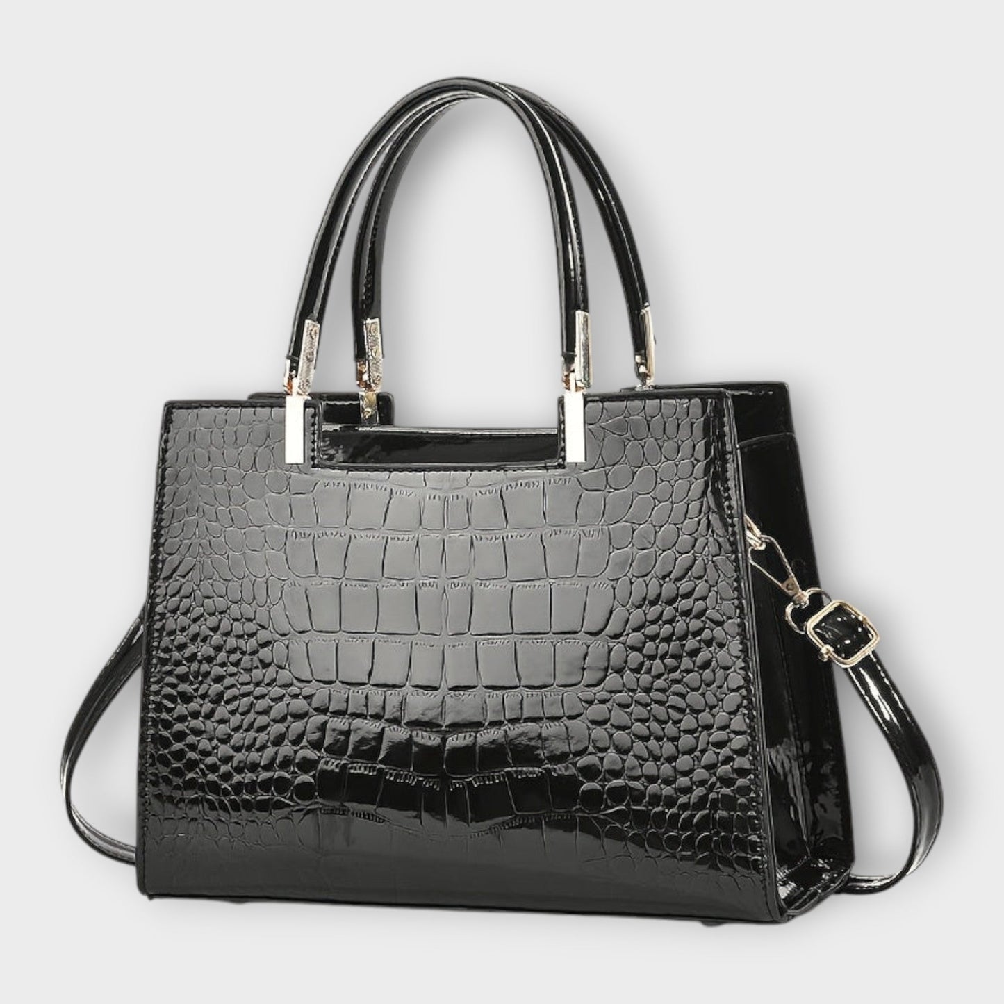 Cécile. - Bolso brillante con estampado de cocodrilo