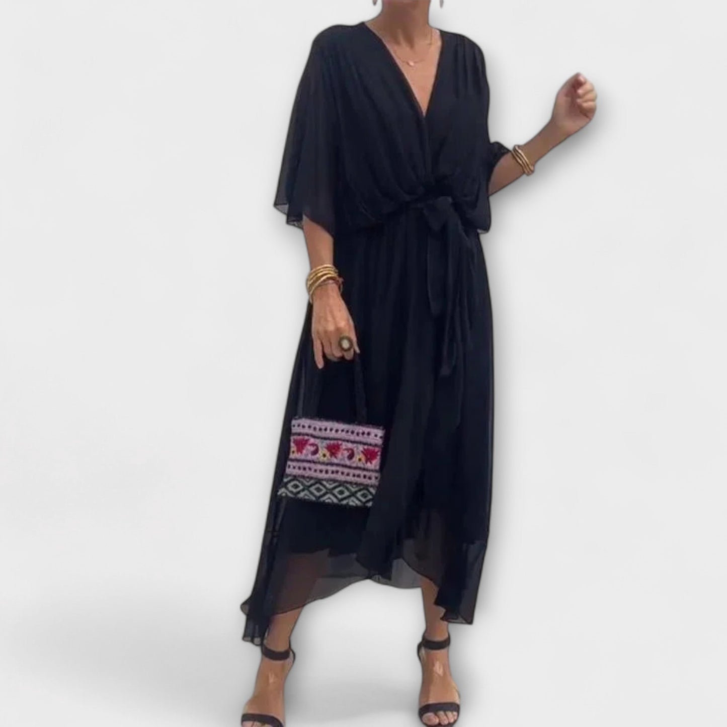 Amoura - Vestido de gasa con escote en V