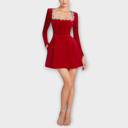 Wren - Vestido mini de terciopelo con adornos