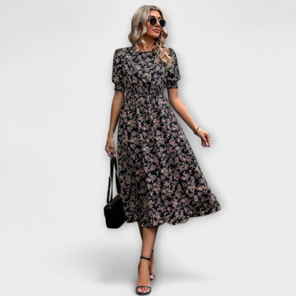 Amelia - Vestido con escote redondo y patrón floral