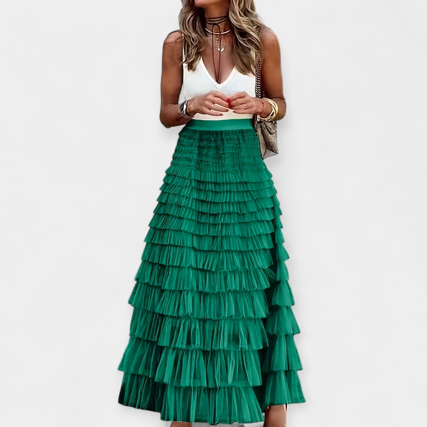 Valerie - Falda Boho con Borde de Satén de Malla