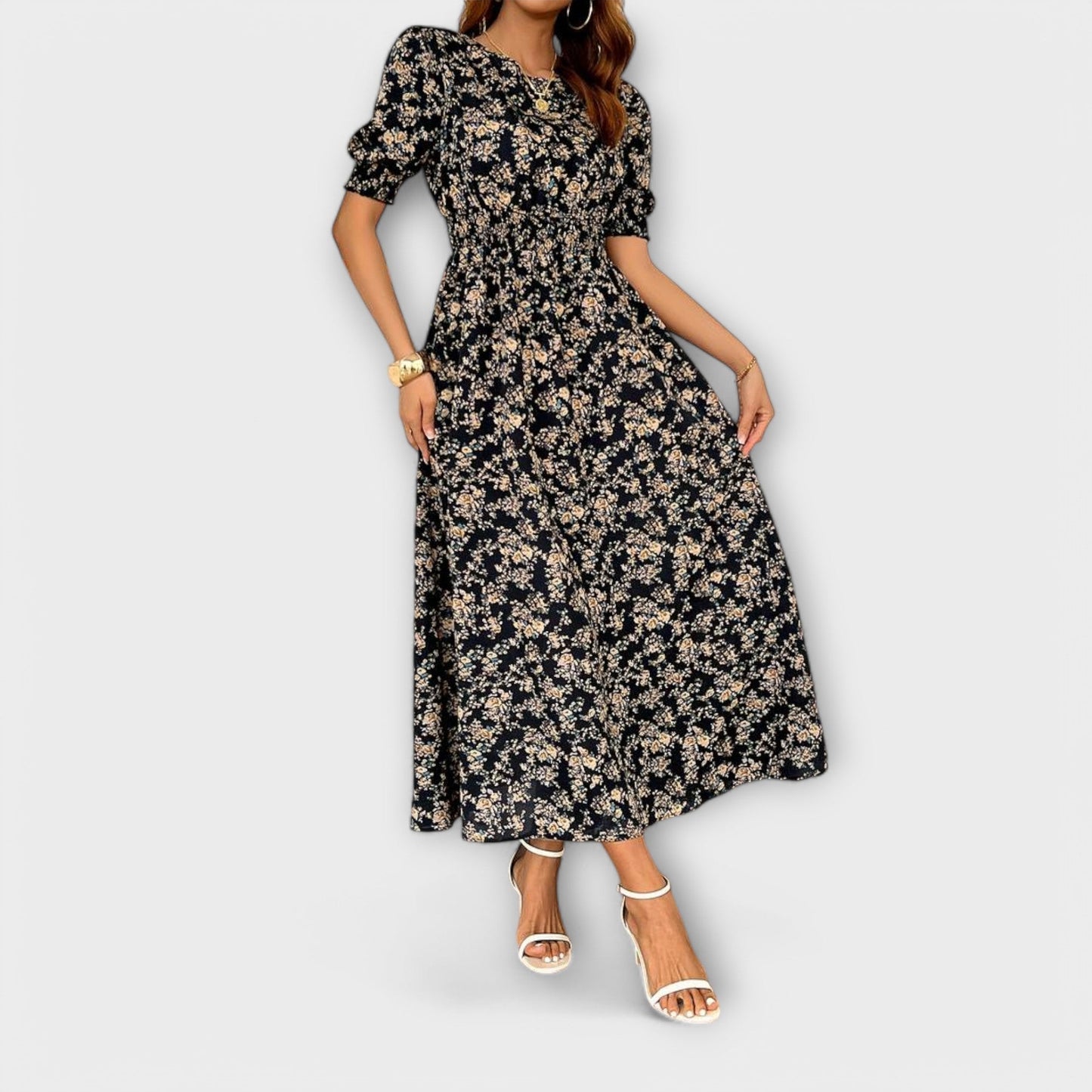 Amelia - Vestido con escote redondo y patrón floral