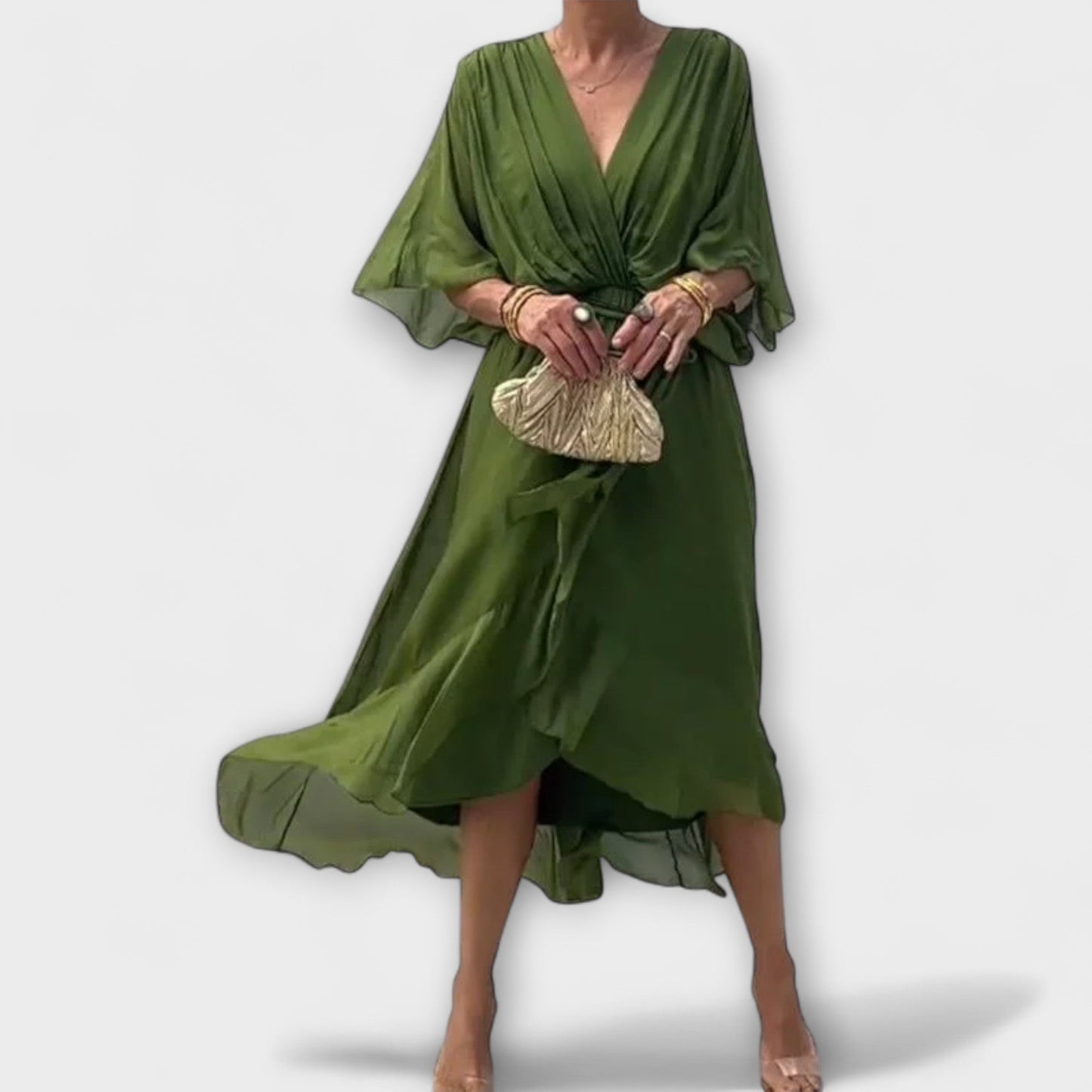 Amoura - Vestido de gasa con escote en V