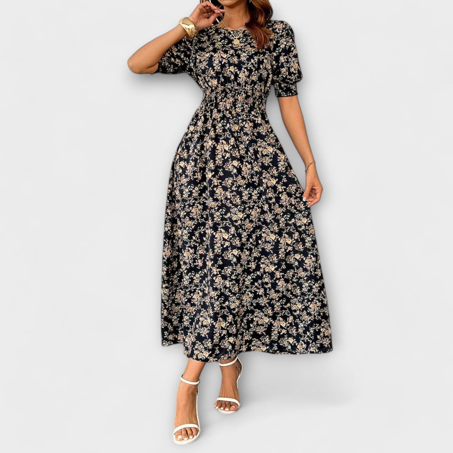 Amelia - Vestido con escote redondo y patrón floral