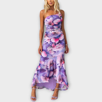 Pia - Vestido maxi con fruncido asimétrico