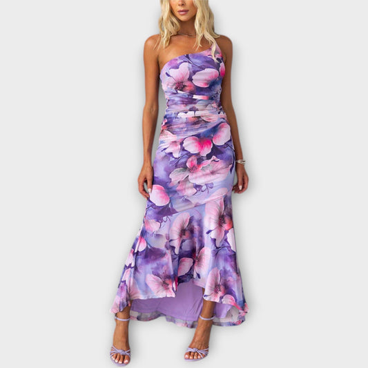 Pia - Vestido maxi con fruncido asimétrico
