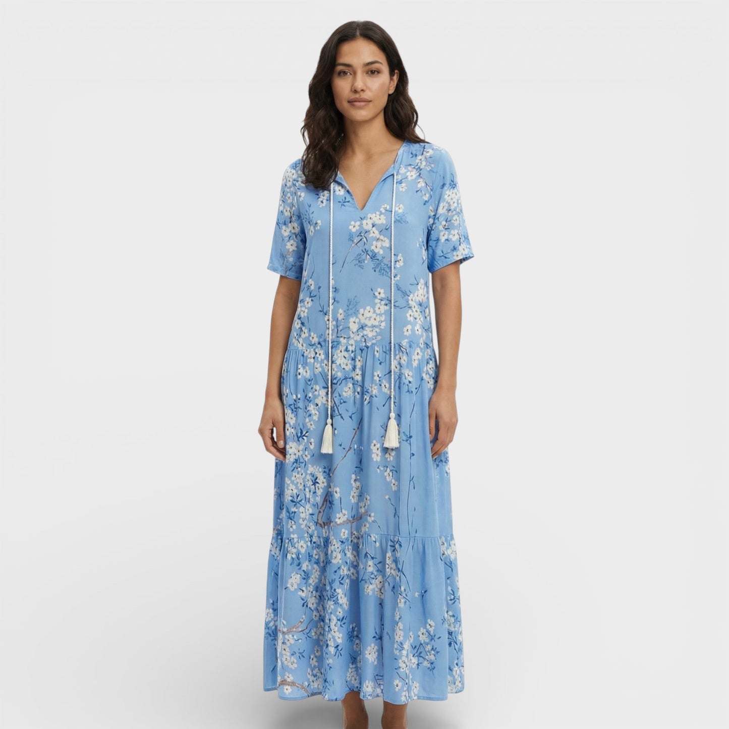 Vestido Maxi Boho Escote Pico