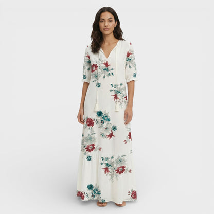 Vestido Maxi Boho Escote Pico