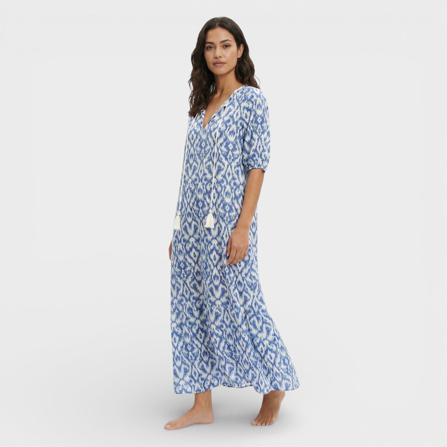 Vestido Maxi Boho Escote Pico