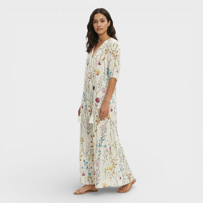 Vestido Maxi Boho Escote Pico