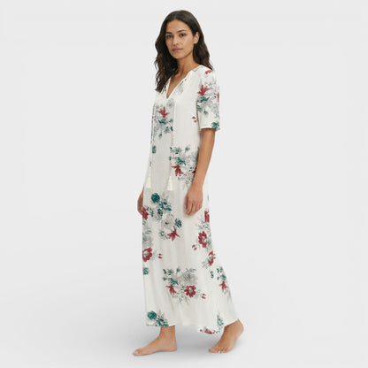 Vestido Maxi Boho Escote Pico