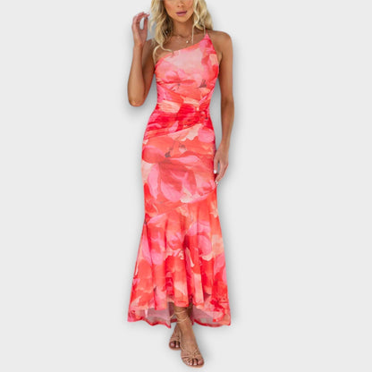 Pia - Vestido maxi con fruncido asimétrico