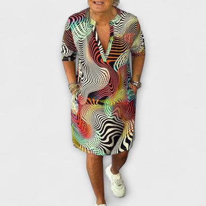 Liora - Vestido de colores con escote en V
