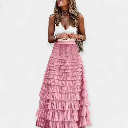 Valerie - Falda Boho con Borde de Satén de Malla