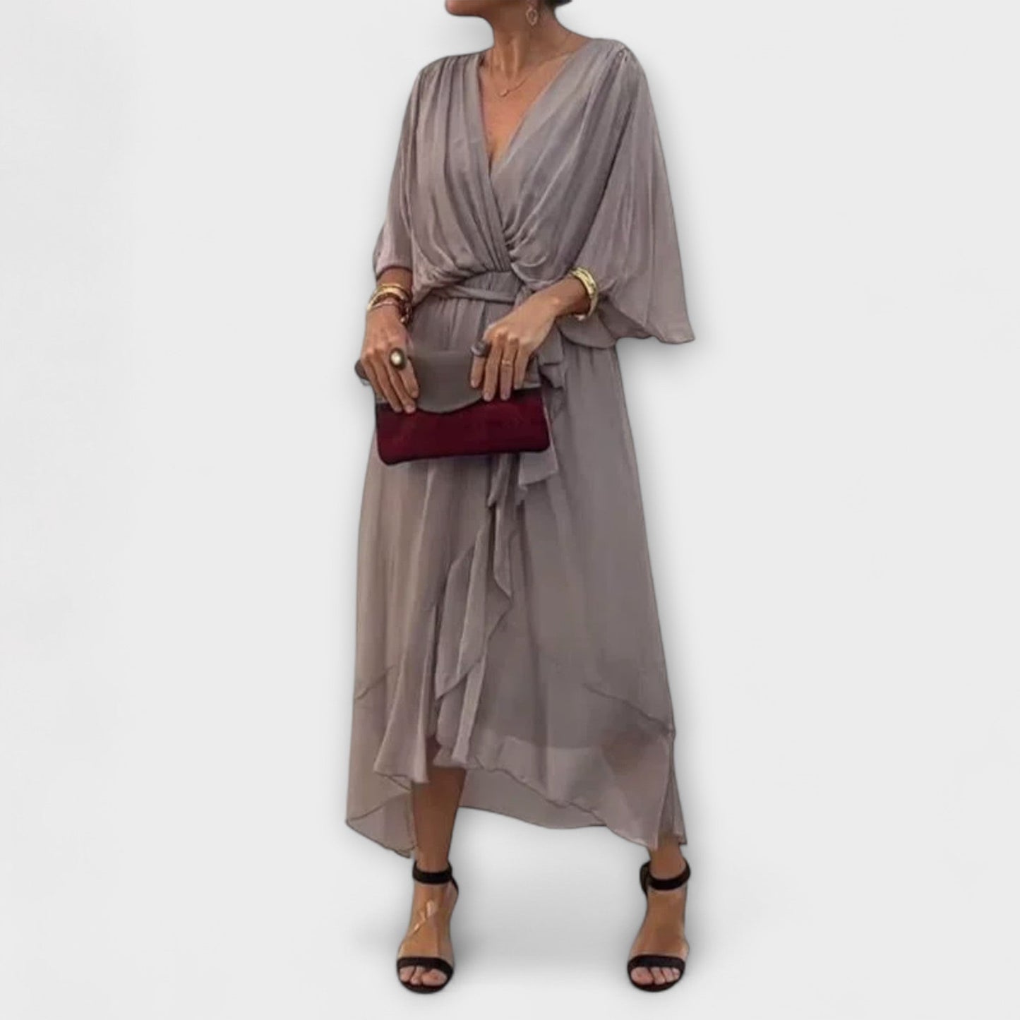 Amoura - Vestido de gasa con escote en V
