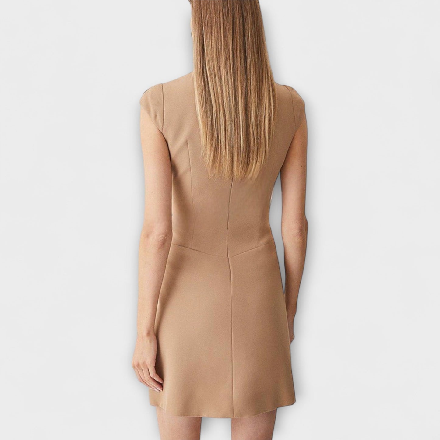 Elowen - Mini vestido con patchwork inspirado en lo militar y cuello alto