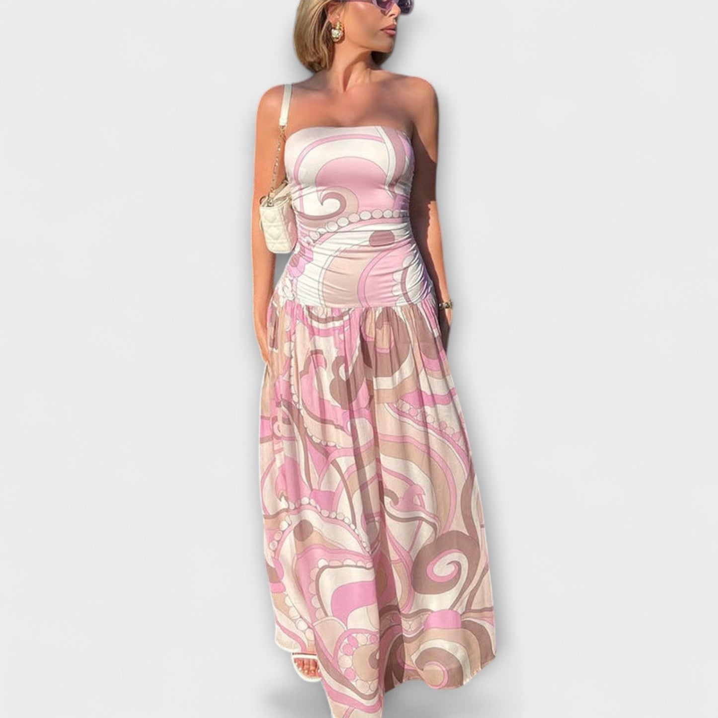 Tatum - Asombrosos vestidos maxi de pastel con hombros descubiertos