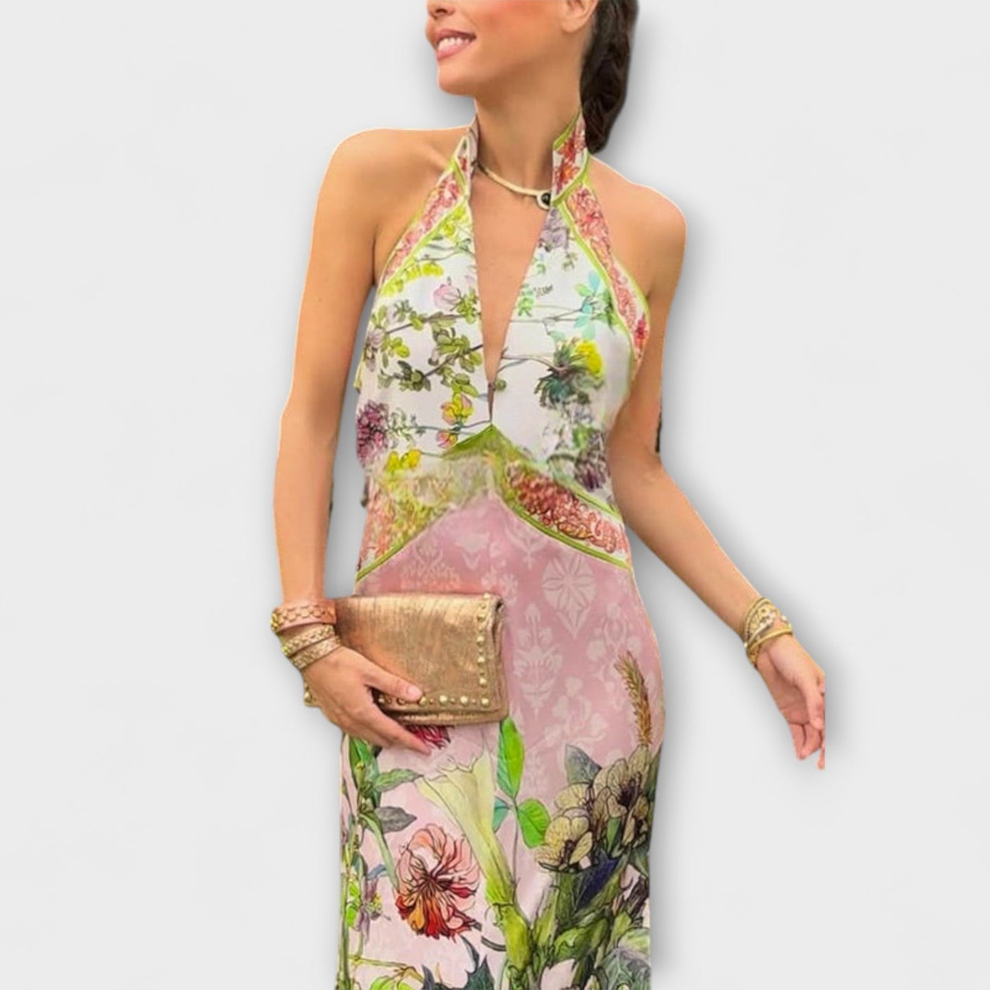 Ayla - Vestido maxi sin mangas con estampado floral