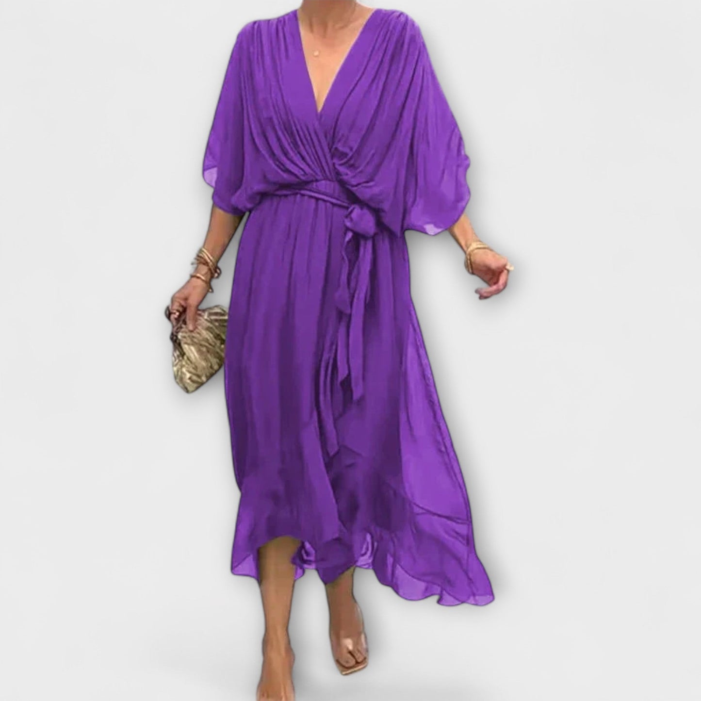 Amoura - Vestido de gasa con escote en V